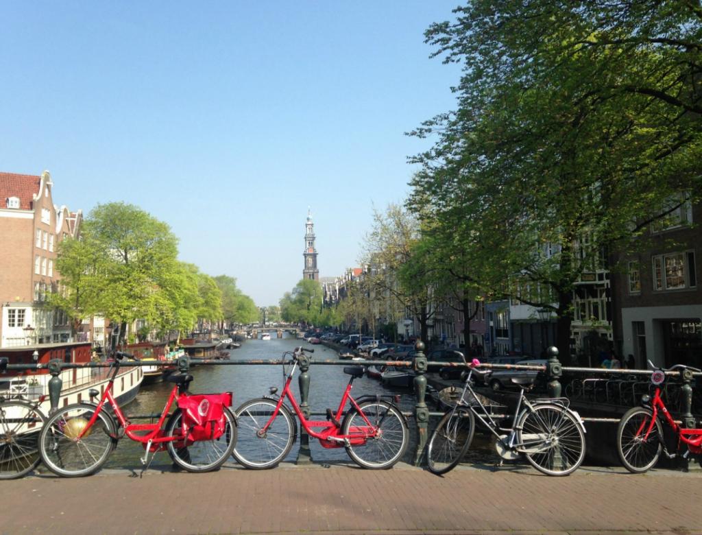 Bikes and a canal in Amsterdam