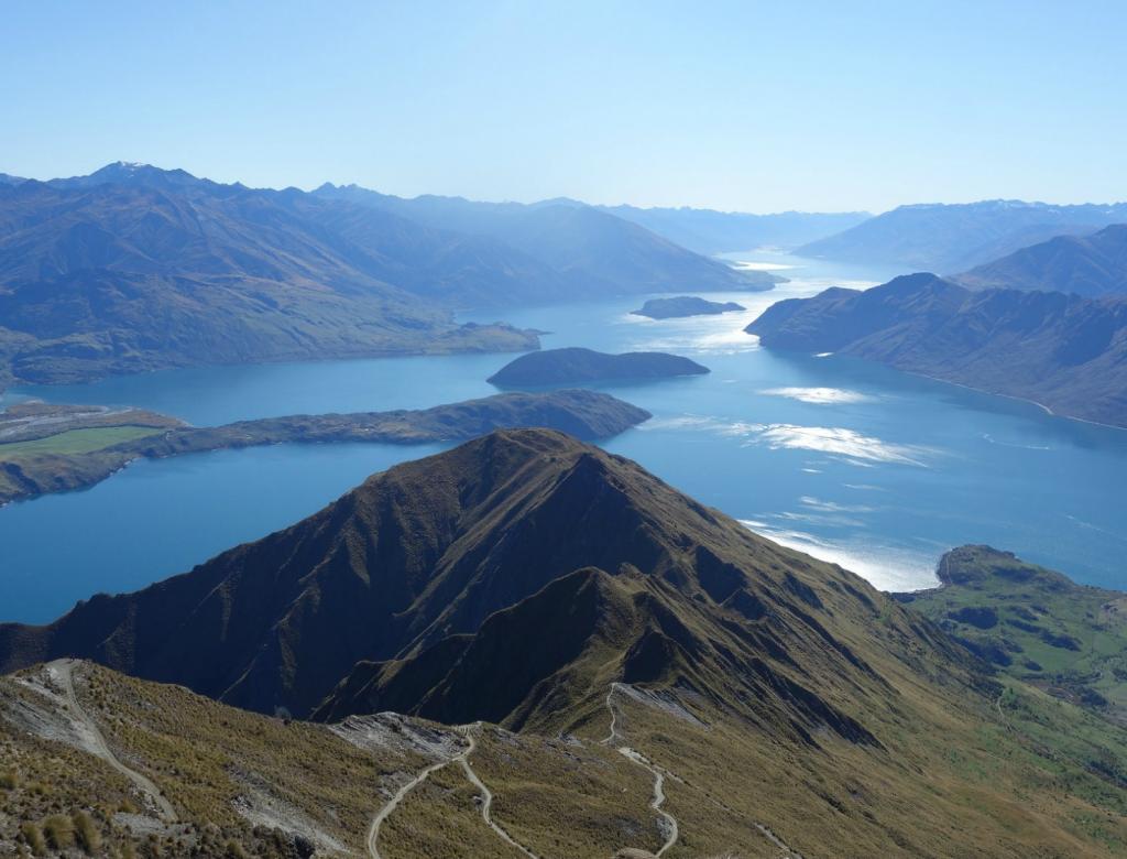 Picturesque view from the top of a hike in New Zealand