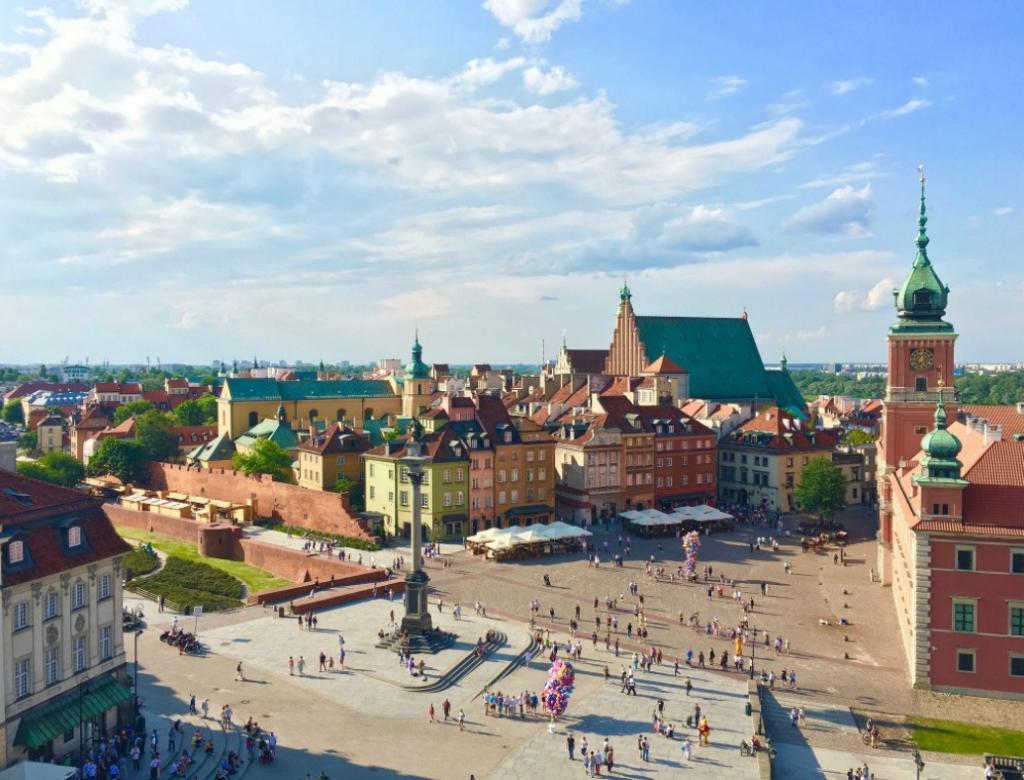 Aerial view of Old Town, Warsaw.