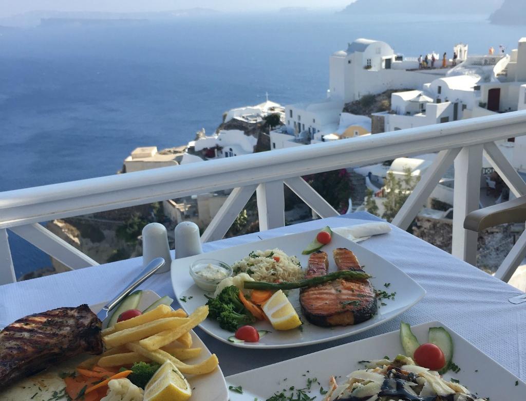 Great food and a great view in Greece.