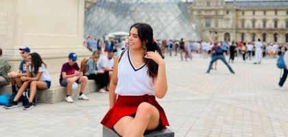 Check out Marlen's student profile from the Louvre pyramid.