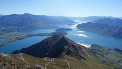 Picturesque view from the top of a hike in New Zealand