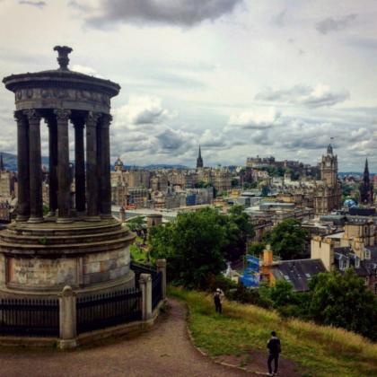 Spectacular view of Edinburgh from atop a hill
