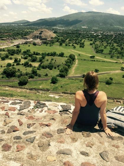 Sitting atop pyramids in Mexico.