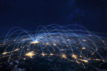 graphic showing people leaving one city and going to different cities