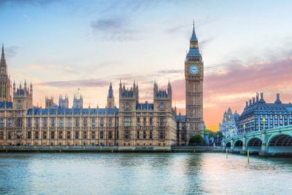 View of Big Ben in London from across the river