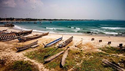 Boats on a beach in Ghana