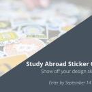 Graphic with stickers in background, text reads: Study Abroad Sticker Contest
