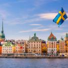 View of Stockholm shore homes along a river